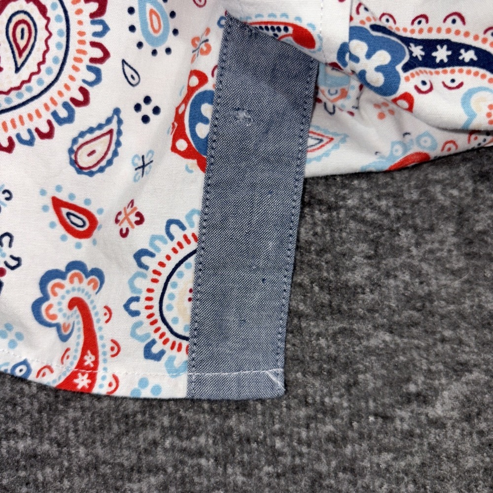 Cremieux Premium Paisley Button Down Shirt Tall 2XT Stretch White/Red Colorful - Picture 10 of 10